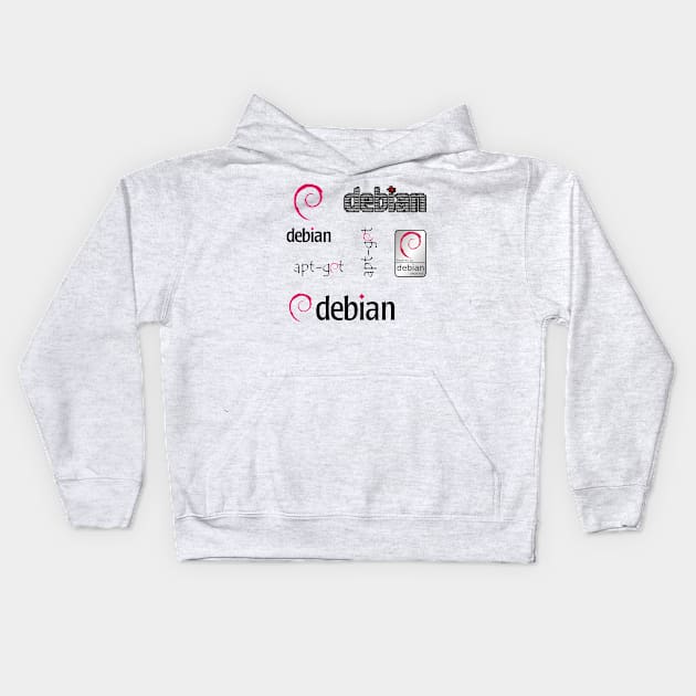 debian sticker set Kids Hoodie by yourgeekside